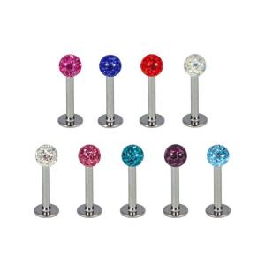 Quality Multiple Colors Vertical Labret Piercing Jewelry 16 Gauge Shiny Screw Balls wholesale