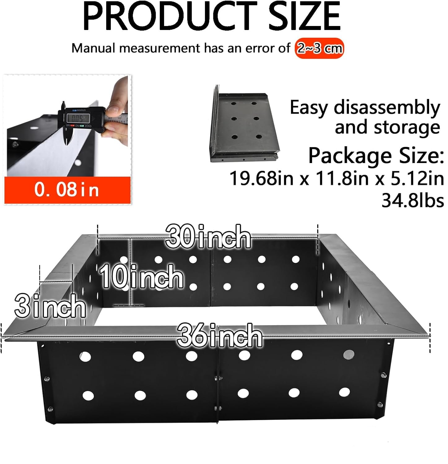 32 Inch Heavy Duty Steel Fire Pit Insert for Outdoor Patio Backyard DIY Campfire