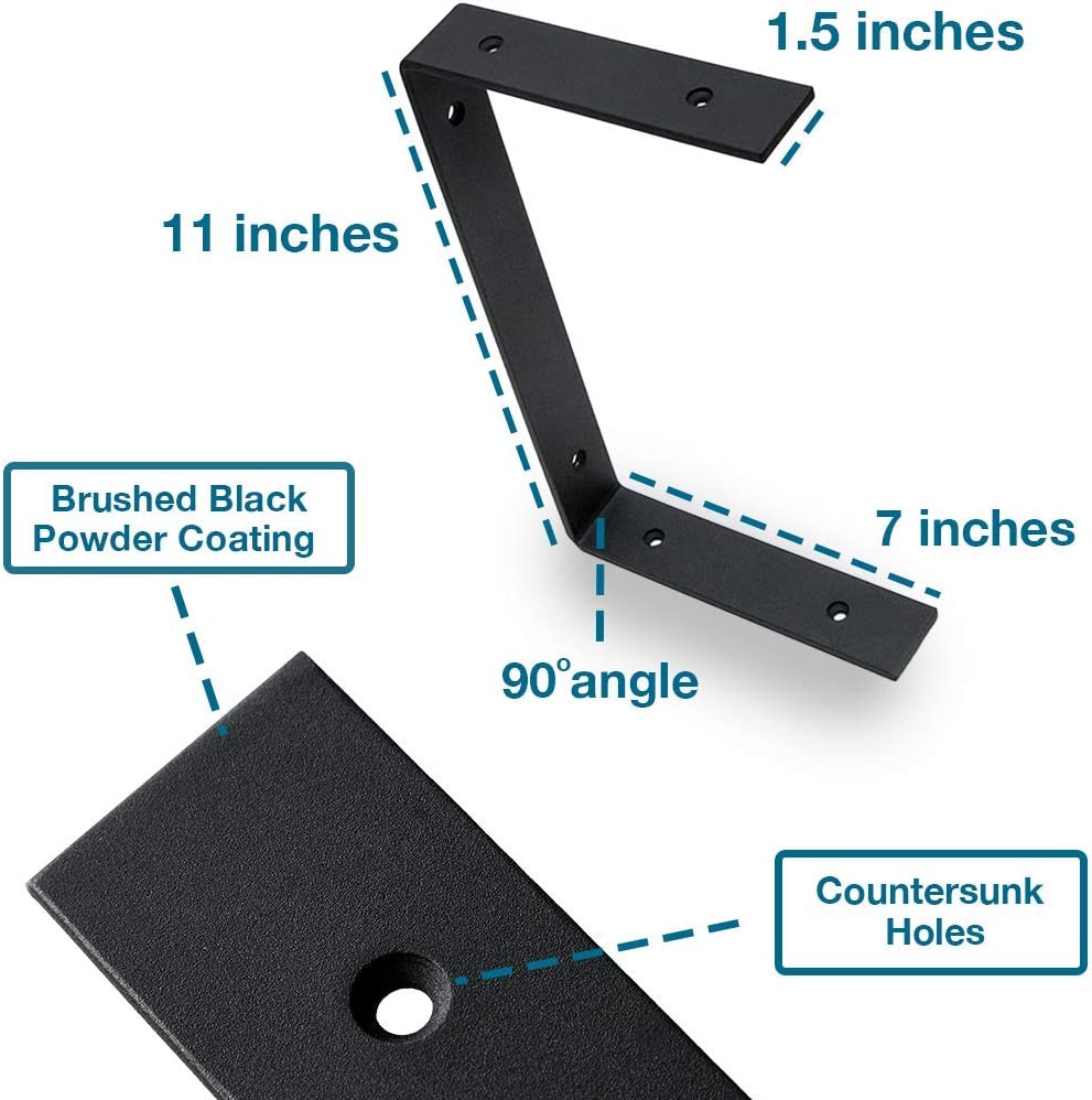 Powder Coated Steel Heavy Duty DIY Shelf Bracket for Farmhouse Style Floating Wall Shelves
