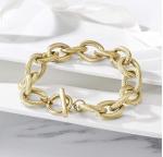 American Fashion 14k Gold Charm Bracelet INS Style Simple Gold Buckle Bangle