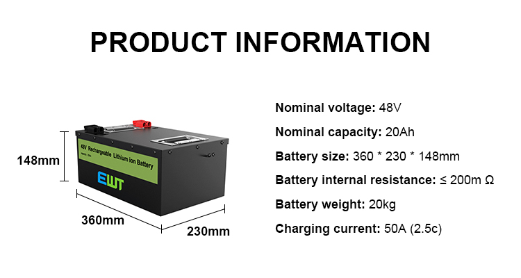 Phosphate 48V 20Ah Lithium Titanate Battery Pack Wide Temperature