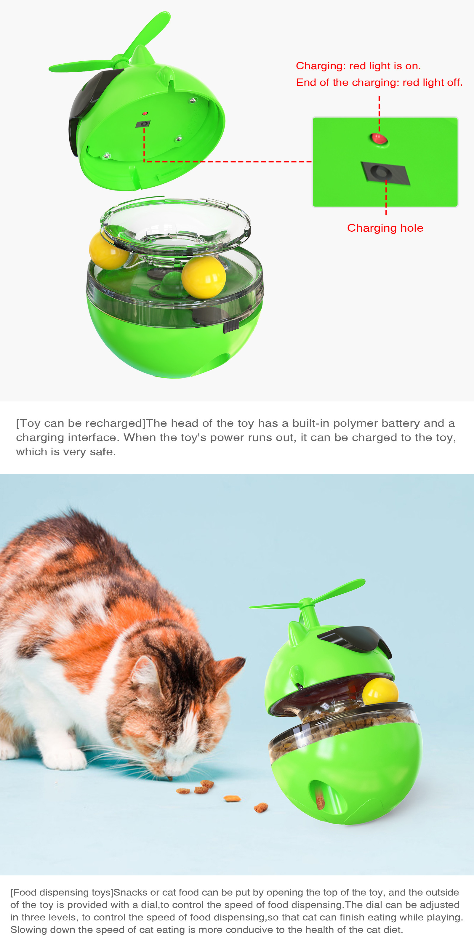 Cat Tumbler Interactive Pet Toys Laser Light USB Charging ODM 512g