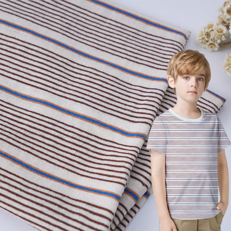 Durable Cotton And Linen Sweat Absorbent Striped Material Fabric For T - Shirt
