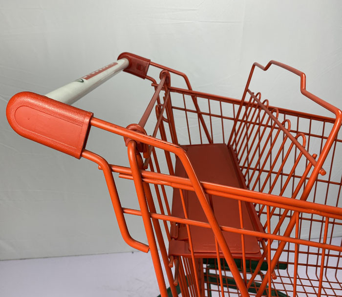 210L Customized Metal Supermarket Shopping Trolley European Type Red And Green Color