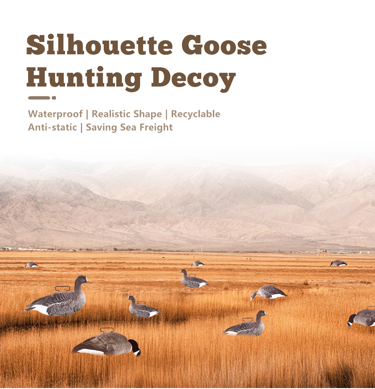 Lightweight 3D Lifelike Hunting Decoy Silhouett Canada Goose with Flocked Head and Tail