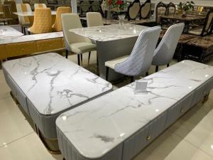 Quality 6 Pieces Marble Top Coffee Table Set With Solid Oak Wood Frame Wear Resistant wholesale