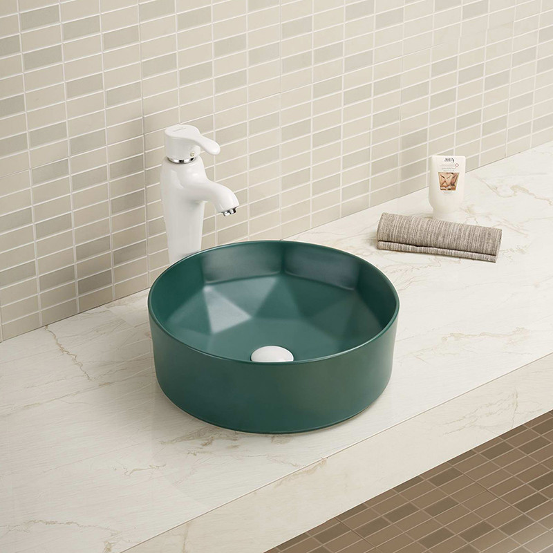 Smooth Ceramic Round Bathroom Sink Above Counter Table Top Orange Wash Basin