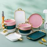 Double Wall Insulated Colorful Ceramic Dinner Plates Nordic Style For Cooking