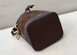 Drawstring Coffee Small Leather Crossbody Bag Old Flower Pattern
