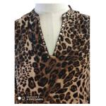 V Neck Leopard Print Long Sleeve Women Casual Blouses