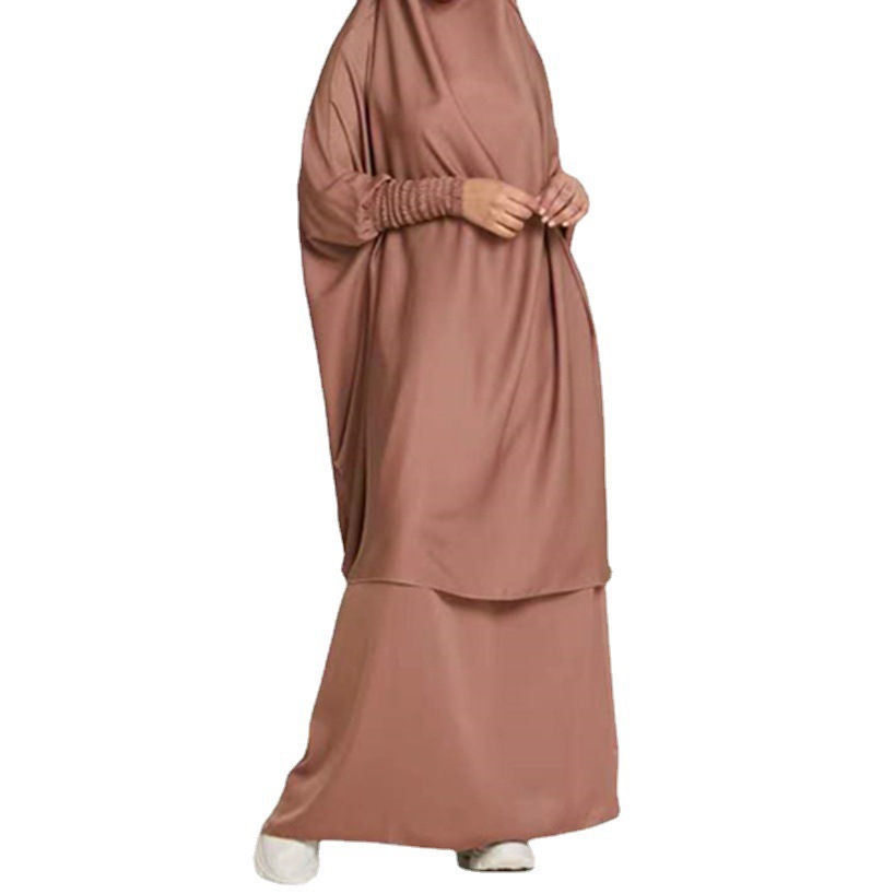 Arab Malay Abaya Women Turkey Robe Muslim Prayer Dress Solid Color Plus-Size