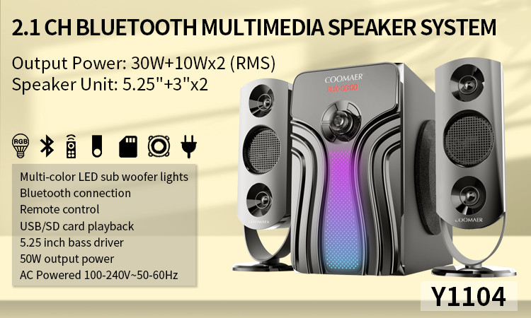 4Ω 2.1 Multimedia Speaker With Subwoofer For Home Theater Surround Sound System