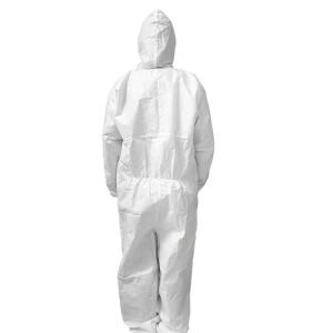 Quality SMS White Protective Disposable Suit With Hood Suppliers Manufacturers wholesale