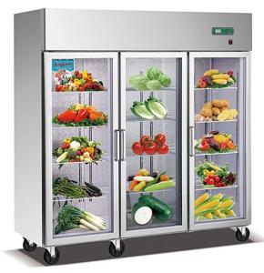 Quality 1600L Glass Doors Stainless Steel Commercial Fridge Freezer , Kitchen Appliances Refrigerators With Adjustable Feet wholesale