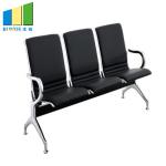 Hospital / Office Public Waiting Chair 3 Seater Stainless Steel Leg PU Leather
