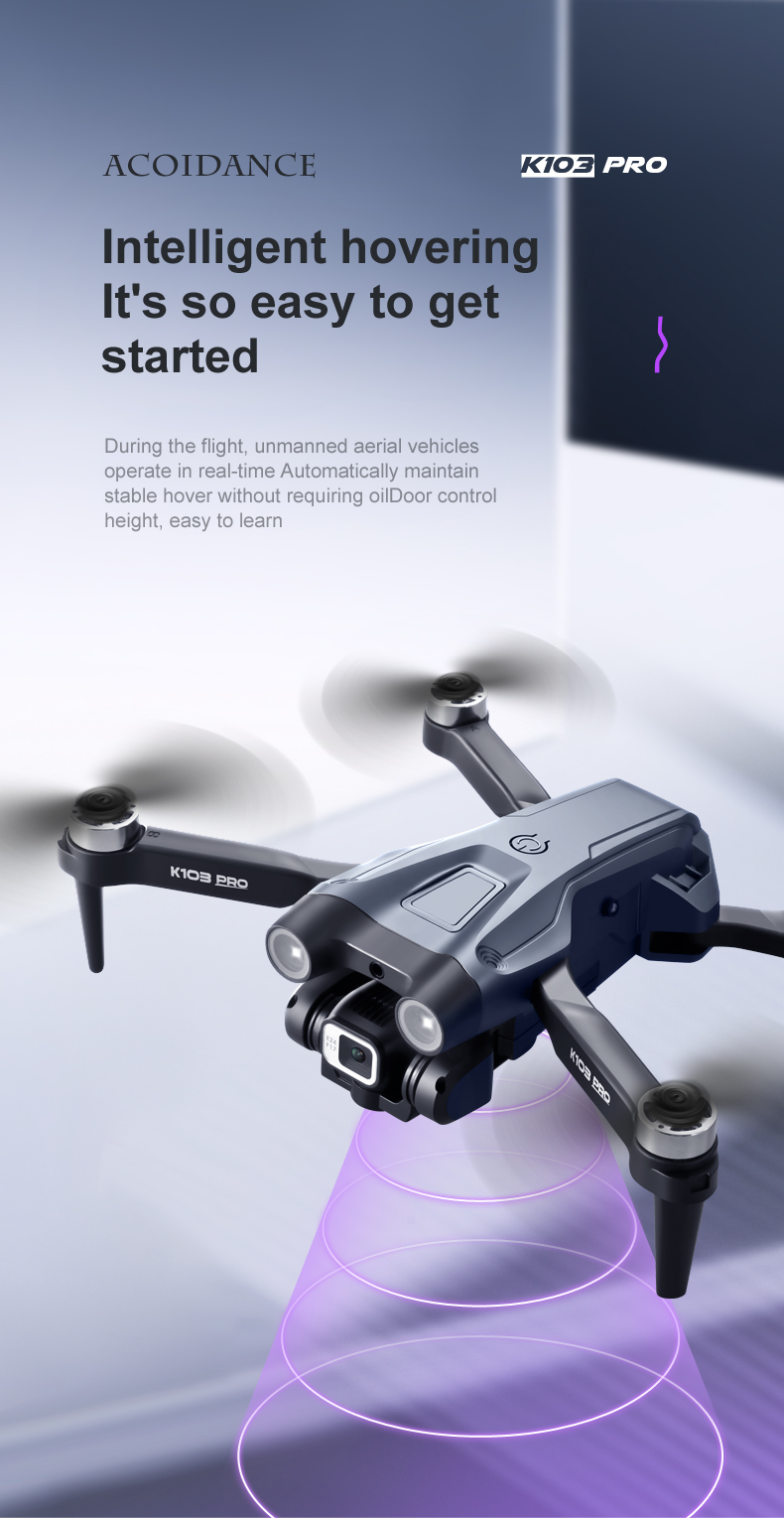 K103 Pro Aerial Drone 8k HD Camera GPS Obstacle Avoidance RC Helicopter FPV Wifi Professional Foldable Quadcopter Toy
