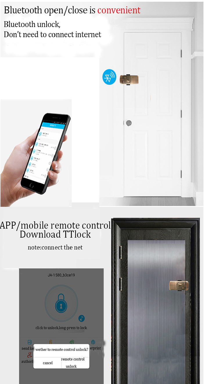 Brushed Metal Rim Door Locks TTLock Bluetooth Remote Control