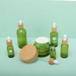 Green Bamboo Essential Oil Dropper Bottle aluminum and plastic Collar