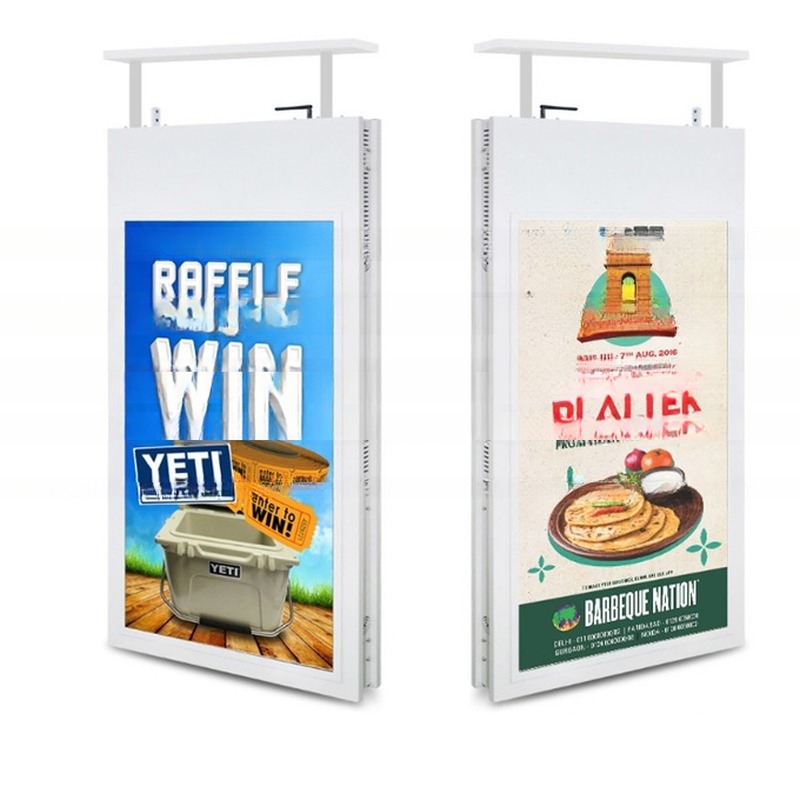 ceiling roof mount double screens 55" inch wireless WIFI network totem LCD display for commercial AD POP screen Window signage