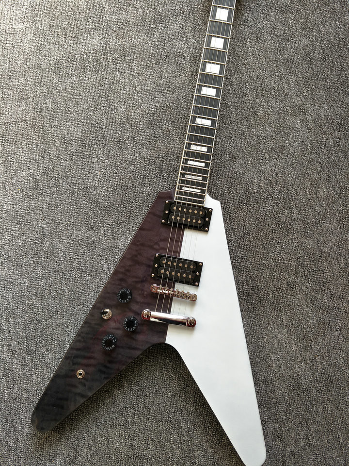 Flying-V 2018 electric guitar,left hand flying V guitar,ebony fingerboard high quality guitar