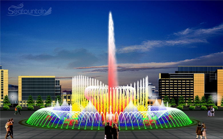 High Spray Dry Floor Fountains RGB Underwater Light