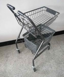 Quality Japanese Style Supermarket Steel Folding Shopping Basket Trolley / Push Cart wholesale
