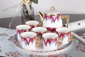 Quality Porcelain Ceramic 15% 24K Matte Gold 200cc Bone China Tea Cups Set wholesale