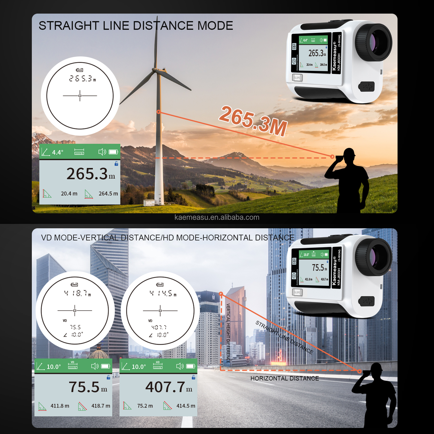 6.5X Magnification Golf Sport Laser Range Finder with Upgraded LCD Screen and Optical Instruments