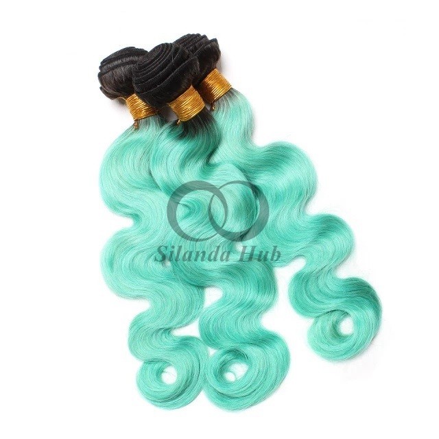 #T1B/Green Body Wave Remy Human Hair Bundles Sew In Weave Bundles Brazilian Bundle Deals