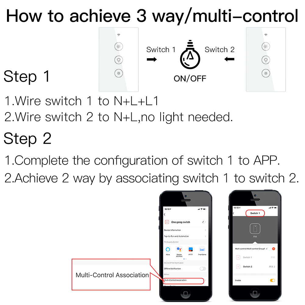 Tuya Smart Dimmer Switch wifi led dimmer switch Smart 1/2Gang Compatible with Alexa and Google Assistant