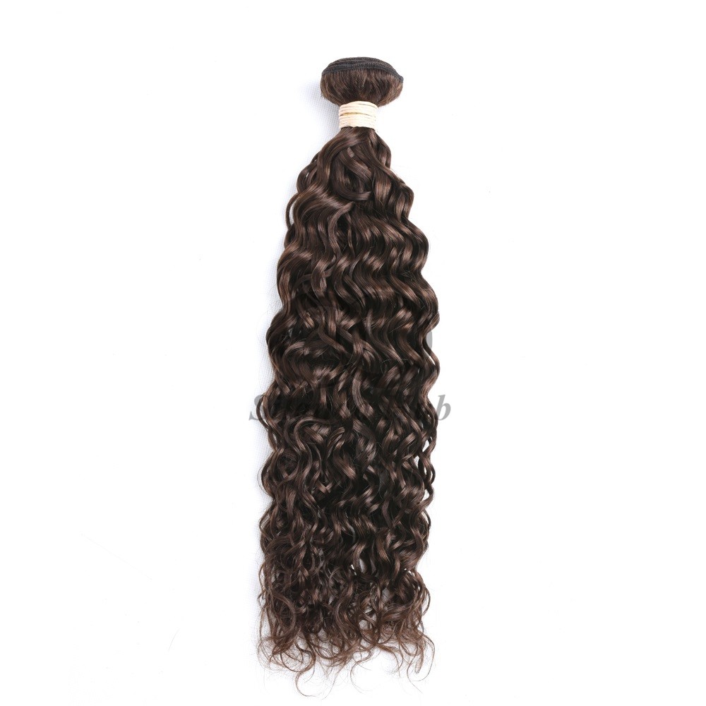 #4 Medium Brown Water Wave Remy Human Hair Bundles Sew In Weave Bundles Brazilian Bundle Deals