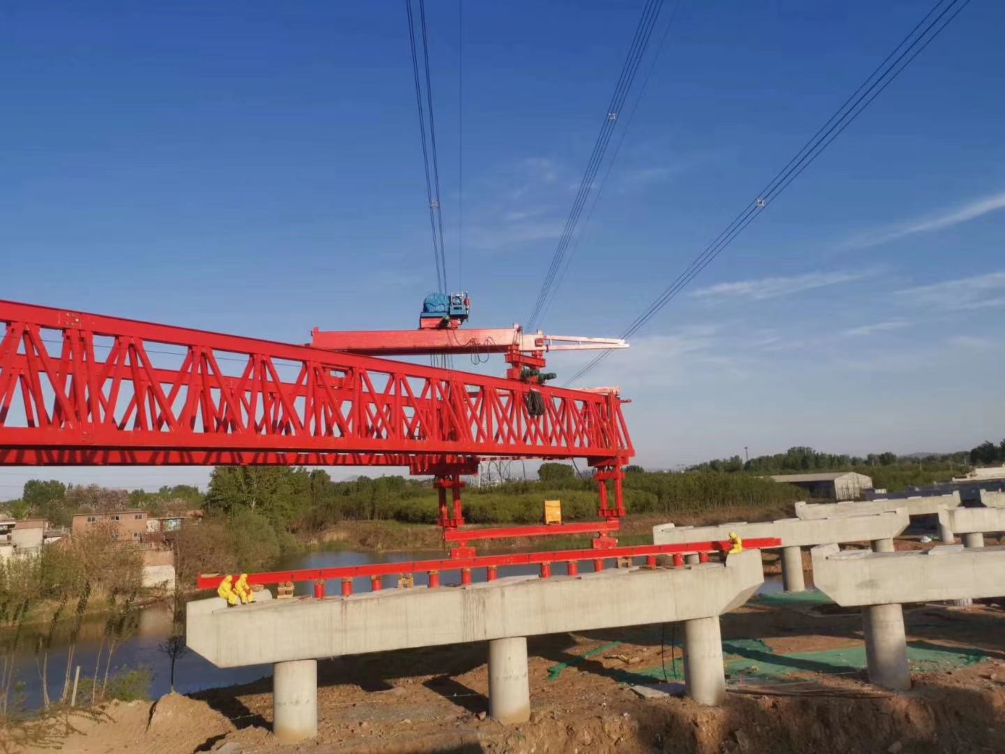 JQJ 100t bridge erecting machine, double beam truss bridge erecting machine crane and electric travelling crane made in