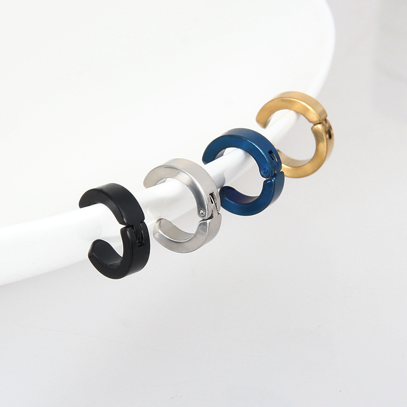 Ear Clip Non Piercing Earrings Fake Earrings for Men Circle Round Earring Fashion Jewelry Punk Rock Style