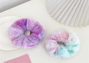 Quality influencers Autumn winter fur tie dye hair colorful scrunchie Korean lady accessories hair rope spot headdress wholesale
