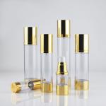 Silver Gold Aluminum Toner Airless Pump Bottle 50ml Frosted Plastic Bottle