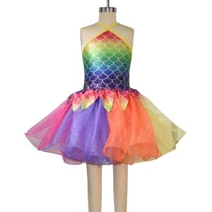 Quality Rainbow Skirt Fish Dance Tutu Dress Wear Halter Triangle Top Back Crossing Straps wholesale