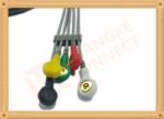 6 Pin One Piece Reusable ECG Patient Cable 5 Lead Defib , PVC Insulation