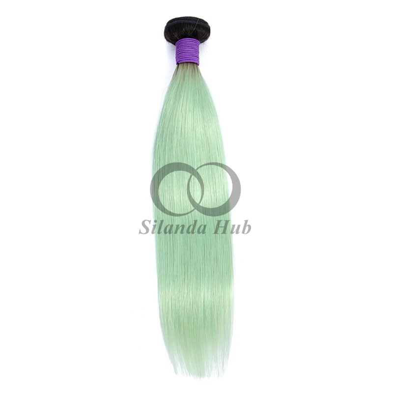 #T1B/Green Straight Remy Human Hair Bundles Sew In Weave Bundles Brazilian Bundle Deals