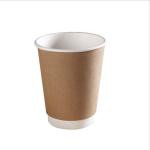 Restaurant Take Away 500ml Disposable Paper Water Cups Kraft Brown Double Wall