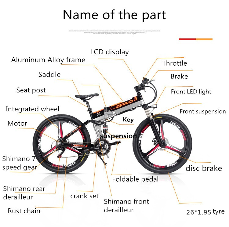 26 Inch Electric Folding Bike With 12.8AH Lithium Battery Aluminium Alloy Frame