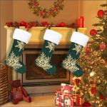3PC Christmas Stocking,Sequin Hanging Stocking Decorations Christmas Party