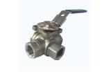 CF8M Stainless Steel Ball Valve Reduced Bore 3 Way 1000 PSI With Thread