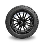12'' Glossy Black Golf Cart Wheels And 215/35-12 Low Profile Tires Assembly