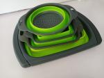 Circular Water Drain Basket , Silicone Folding Fruit Washing Basket Eco -
