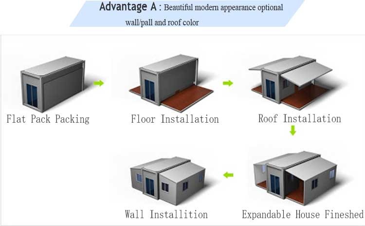 Expandable fabricated house container folding insulation solar prefab container house prefabricated home luxury