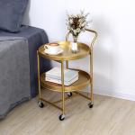 Double Layer 63cm Height Metal Frame Coffee Table Mobile Golden