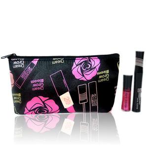 Quality Custom Satin Zipper Makeup Bags , Black Cosmetic And Toiletry Bags wholesale