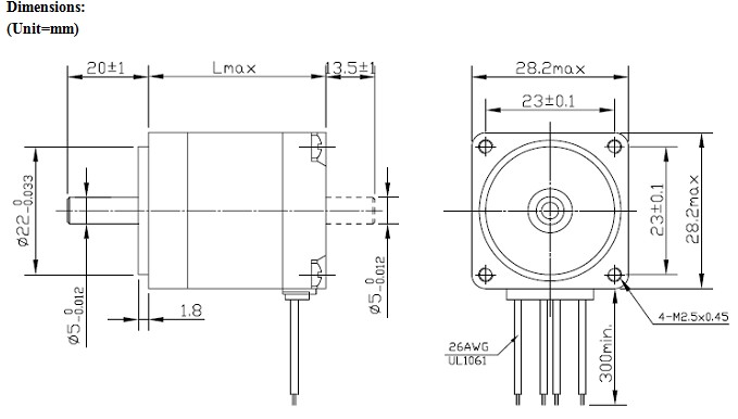 1.8° 28mm Hybrid Stepper Motor-NEMA11