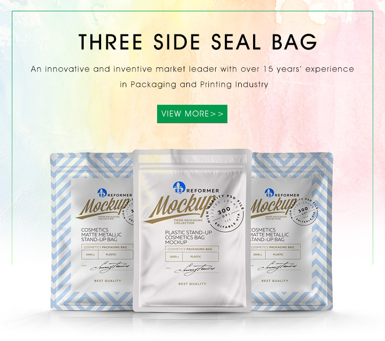 YC Three Side Seal Pouch Aluminum Foil Facial Mask Packaging Bag BRC SGS Approved