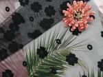 Recycled AZO Free Women Dress Green Embroidered Lace Fabric
